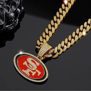 49Ers Gold and Red Pendant Necklace